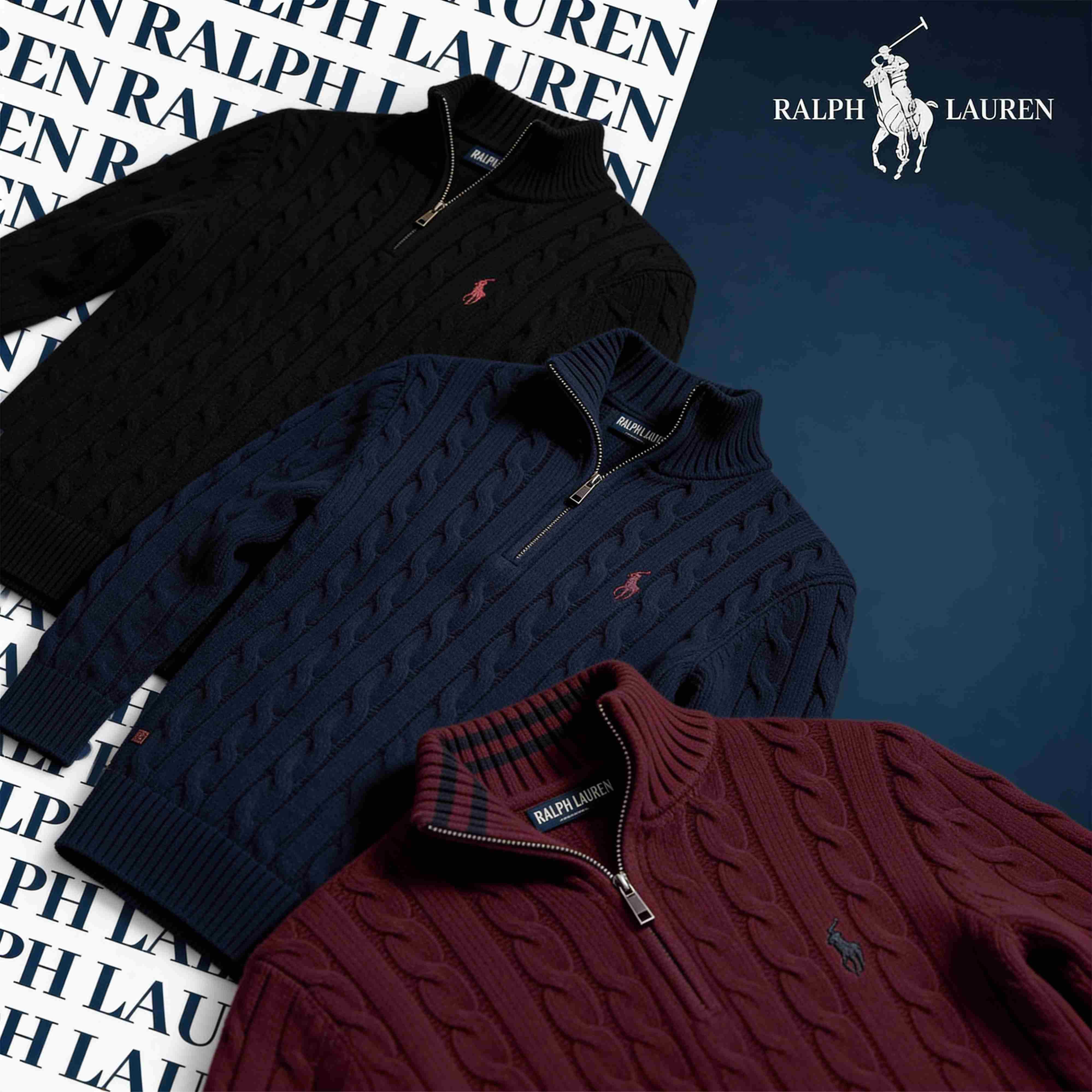 RALPH LAUREN CABLE-KNIT ZIP SWEATER SET