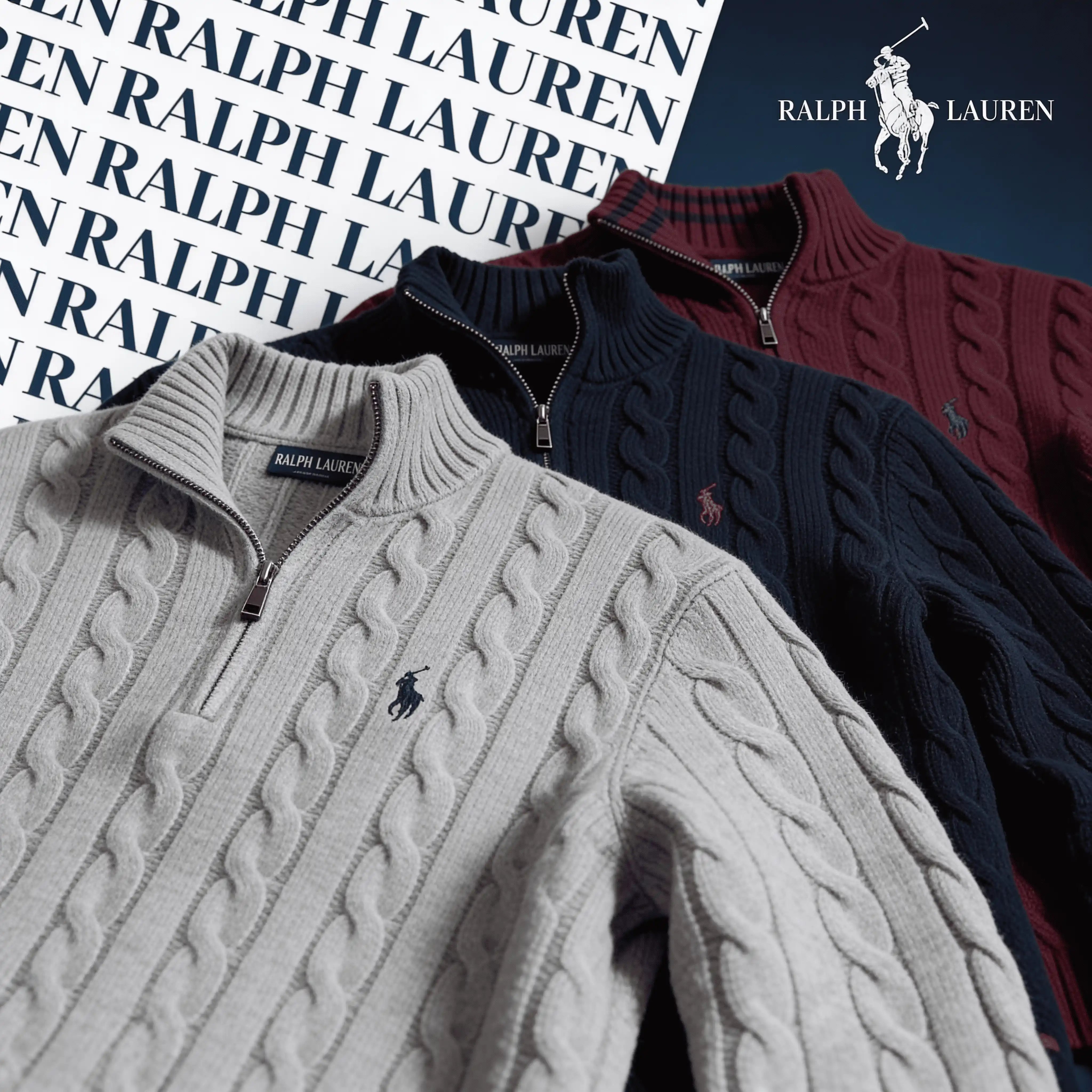RALPH LAUREN CABLE-KNIT ZIP SWEATER SET